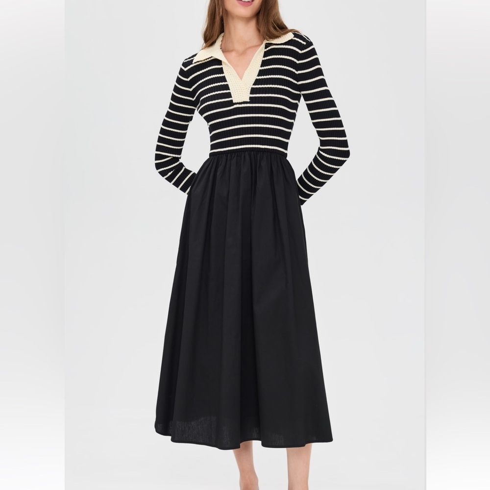Moon River Combo Dress Black Stripe